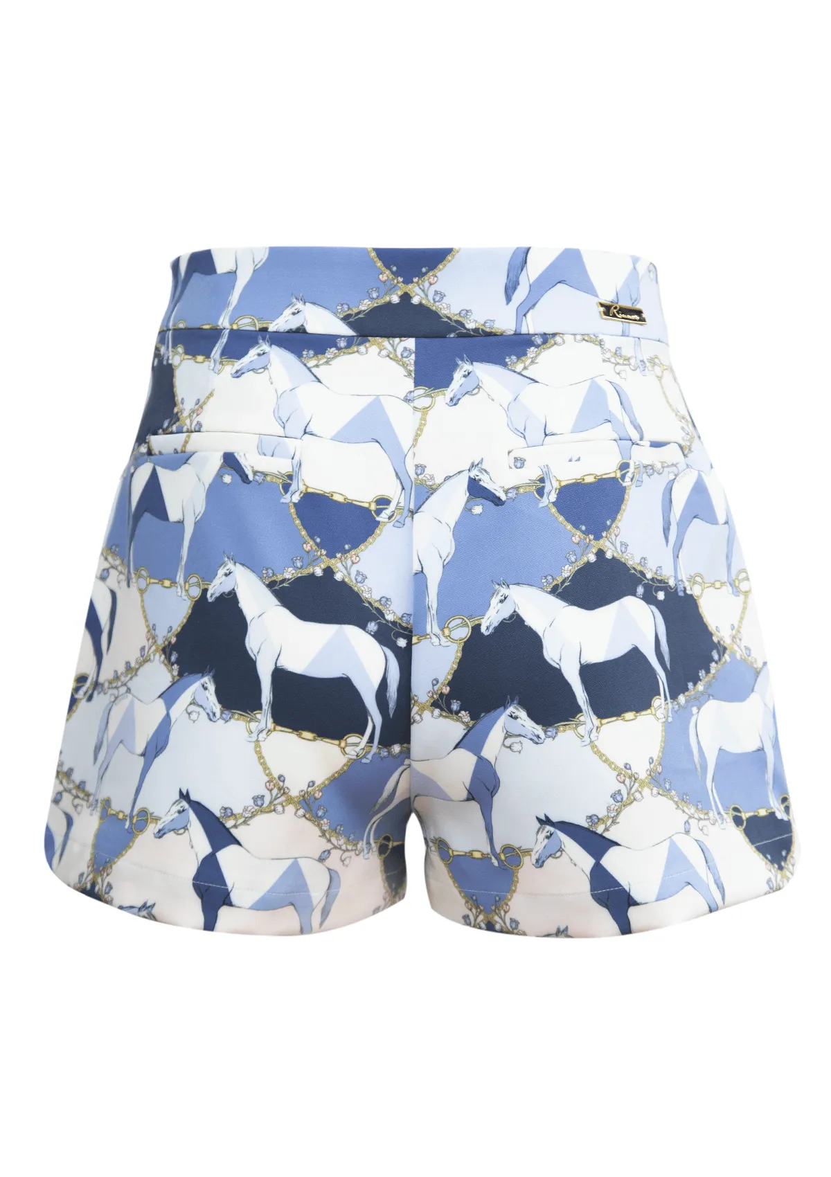 Geo Horses Stretchy Shorts | Blue