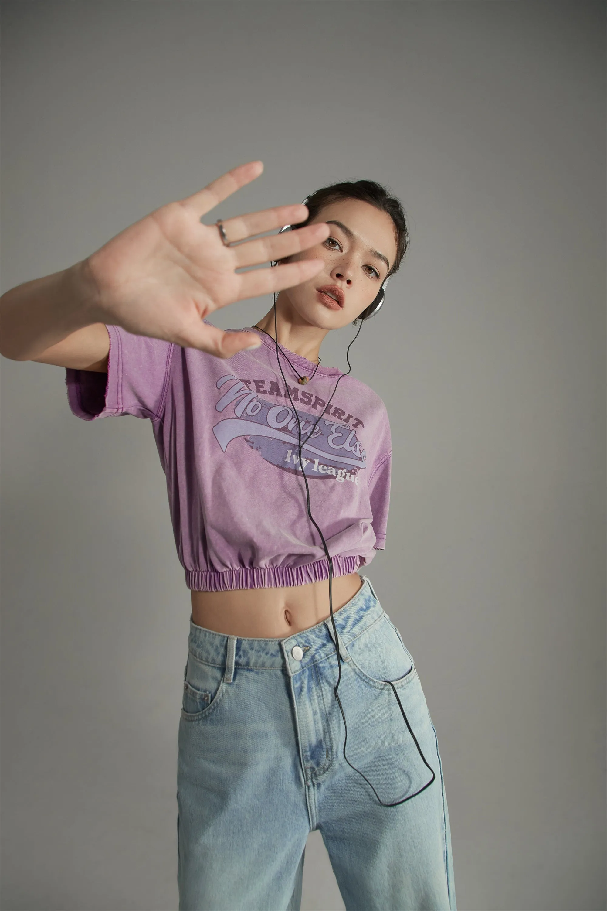 Team Spirit Printed Cropped Sporty Top