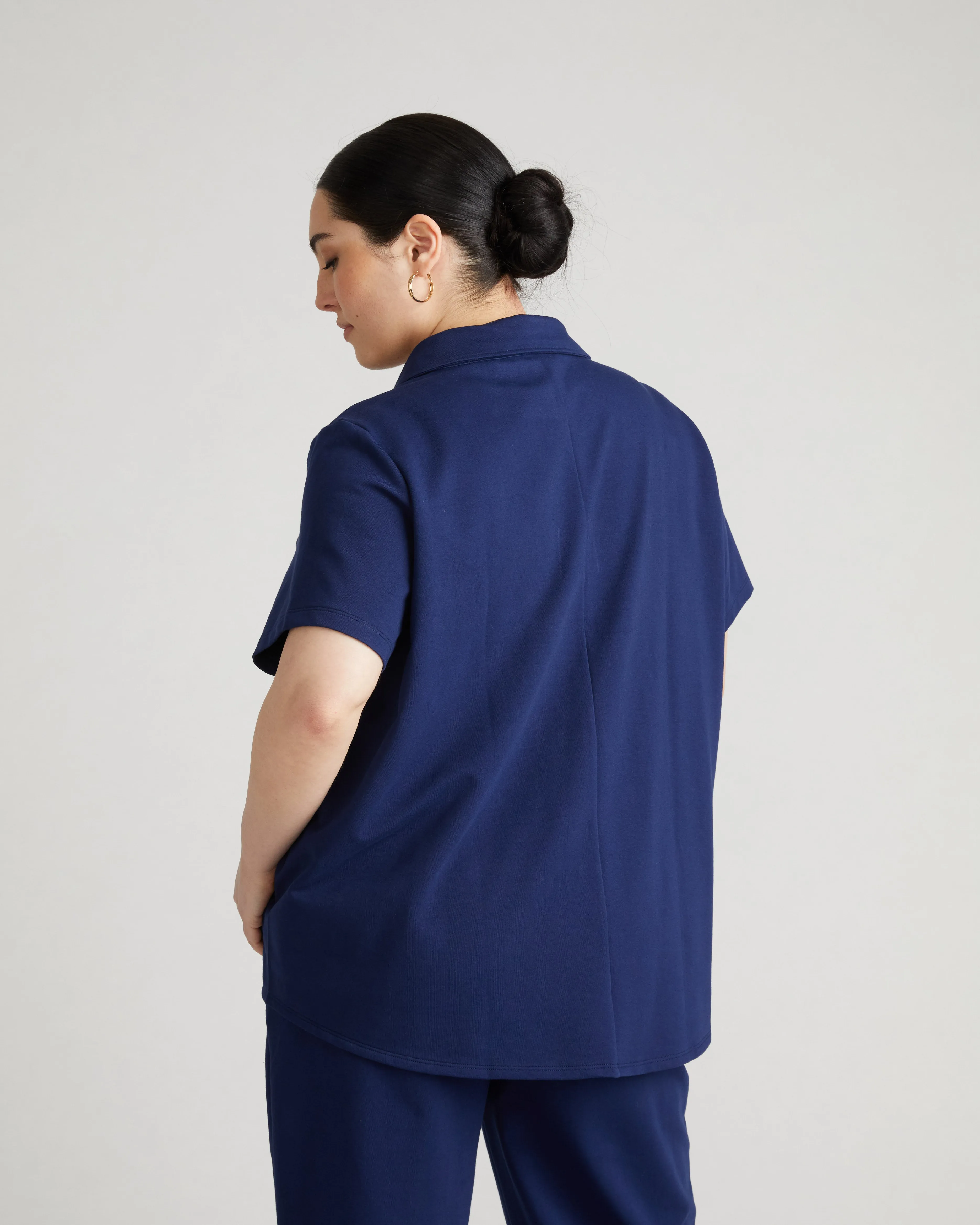 Varsity French Terry Polo Top - Cenote